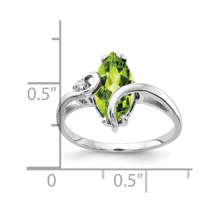 14K Weißgold 12x6mm Marquise Peridot A Echt Diamant Ring