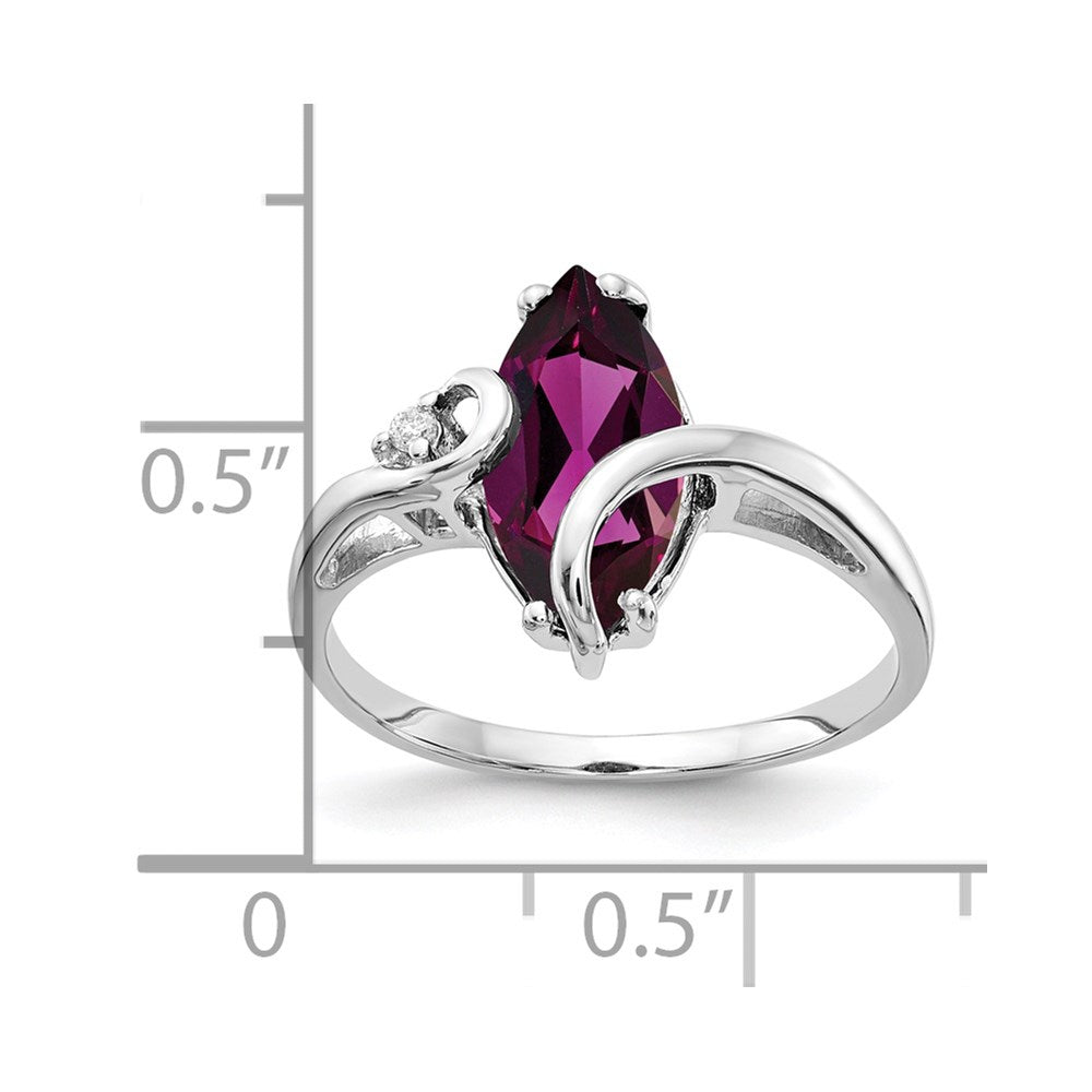 14K Weißgold 12x6mm Marquise Rhodolith Granat Aaa Diamant Ring