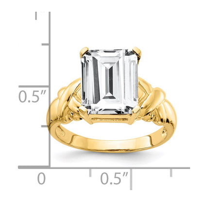 14K Gelbgold Ring mit Zirkonia im Smaragdschliff, 11x9 mm