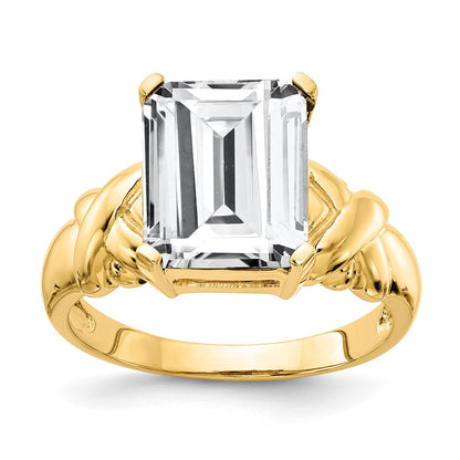 14K Gelbgold Ring mit Zirkonia im Smaragdschliff, 11x9 mm