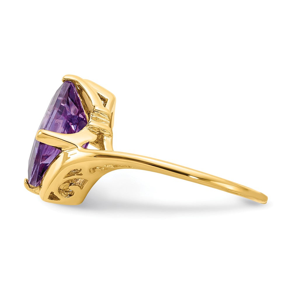 14K Gelbgold Ring mit Amethyst im Smaragdschliff, 10x8 mm