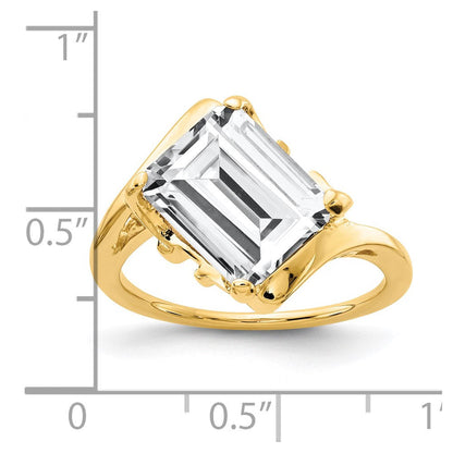 14K Gelbgold Ring mit 10x8mm Zirkonia im Smaragdschliff