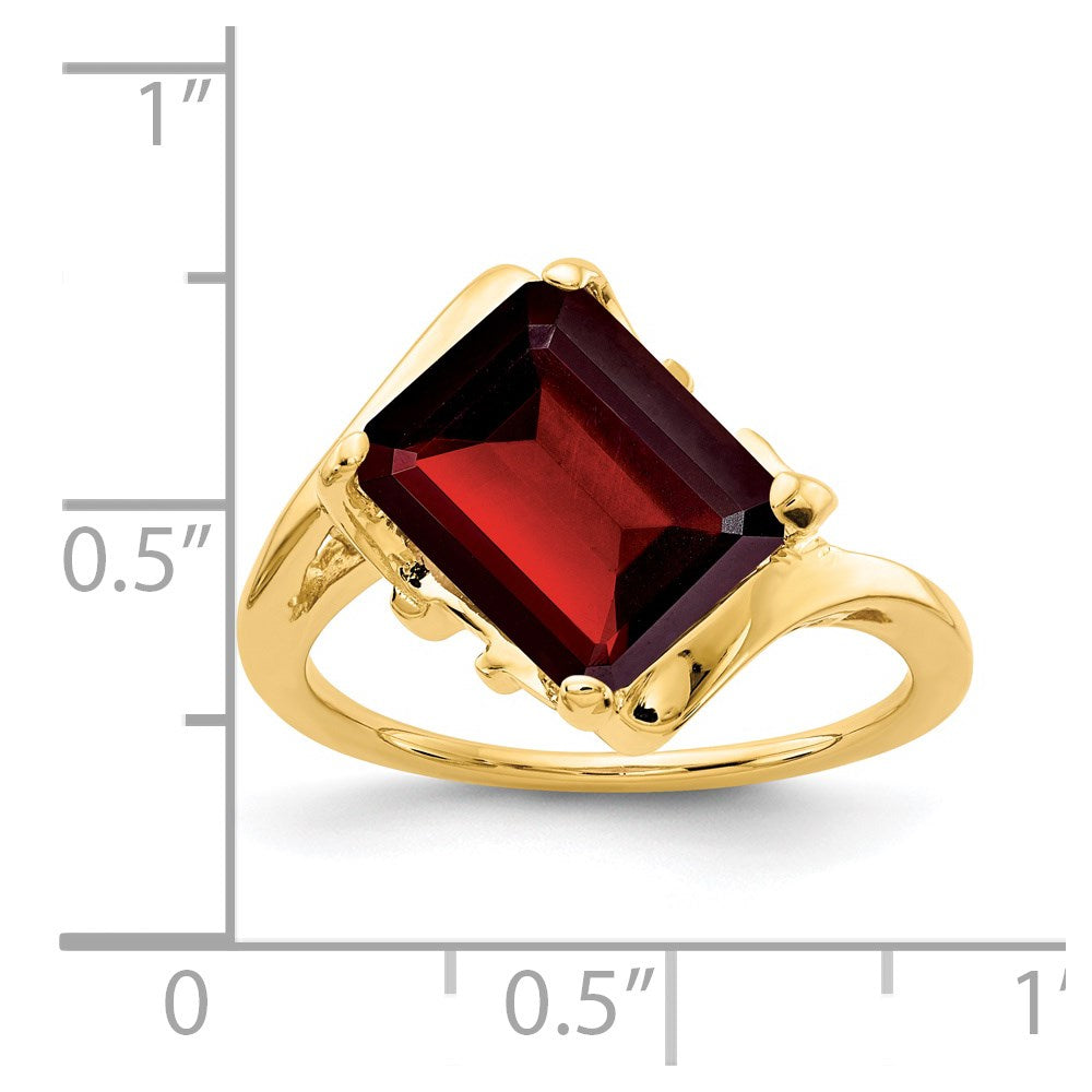 14K Gelbgold Ring mit Granat im Emerald-Cut, 10x8 mm