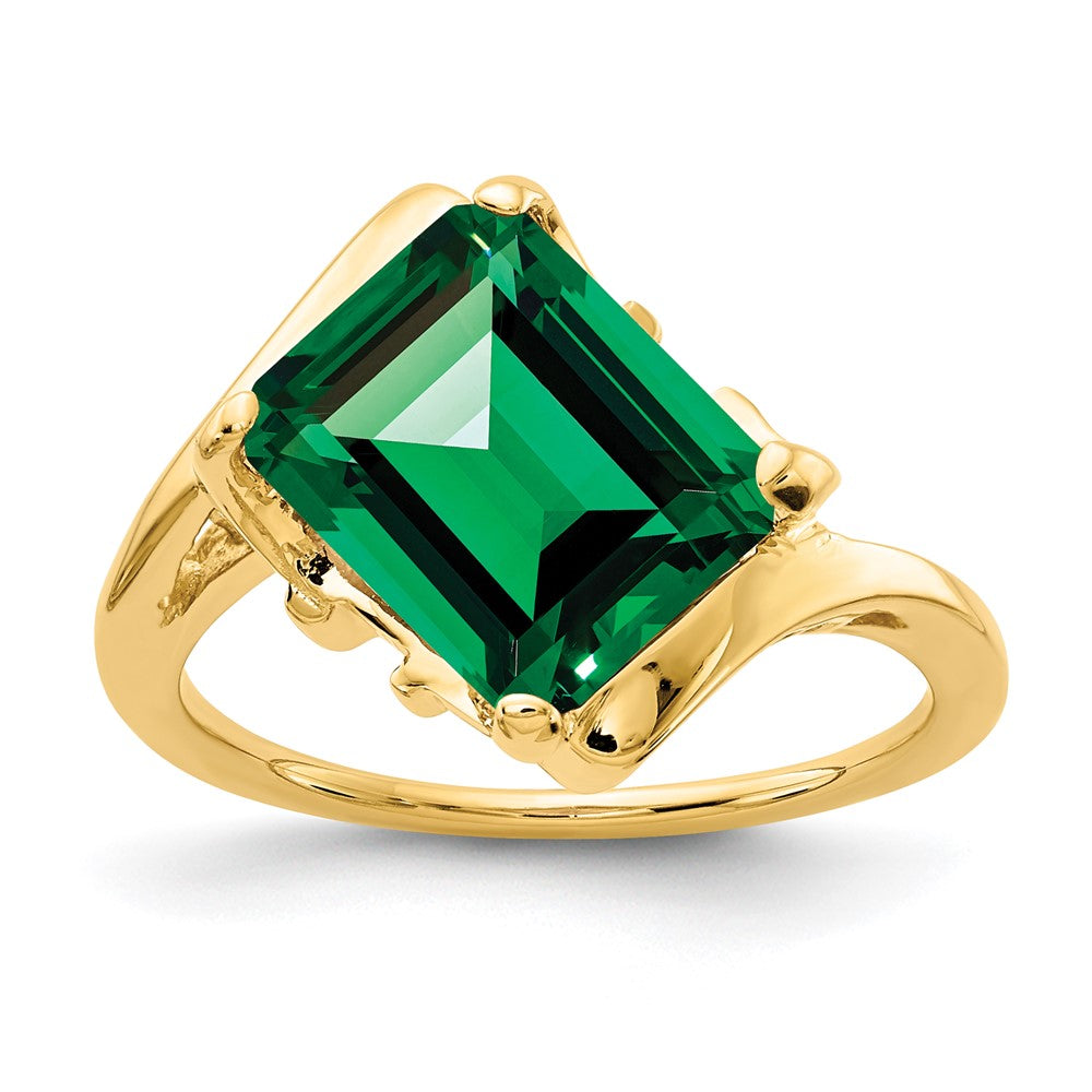 14K Gelbgold Ring mit 10x8 mm Mount-St.-Helens-Stein im Smaragdschliff