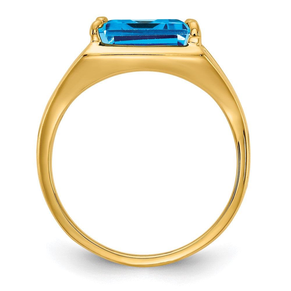 14K Gelbgold Ring mit Blautopas im Smaragdschliff, 9 x 7 mm