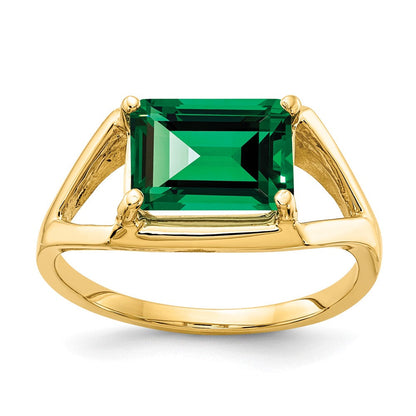 14K Gelbgold Ring mit 9x7mm Mount-St.-Helens-Stein im Smaragdschliff