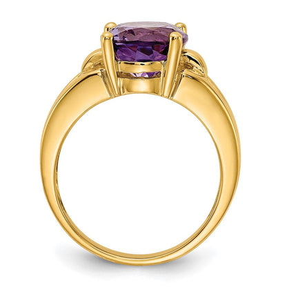 14K Gelbgold Ring mit ovalem Amethyst, 11x9 mm