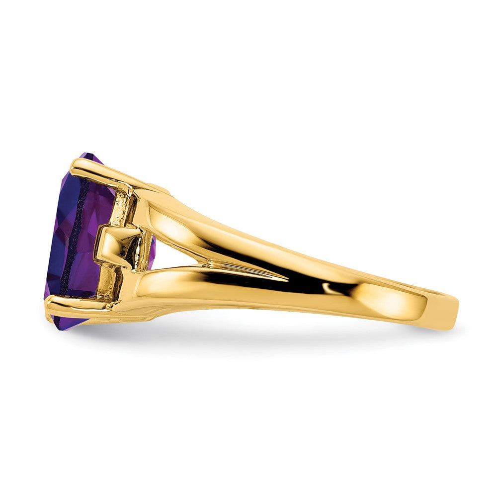 14K Gelbgold Ring mit ovalem Amethyst, 11x9 mm