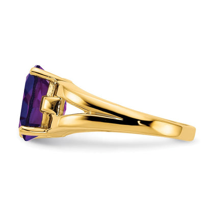 14K Gelbgold Ring mit ovalem Amethyst, 11x9 mm