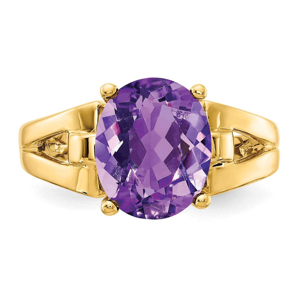 14K Gelbgold Ring mit ovalem Amethyst, 11x9 mm