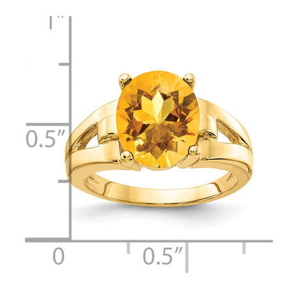 14K Gelbgold Ring mit ovalem Citrin, 11x9mm