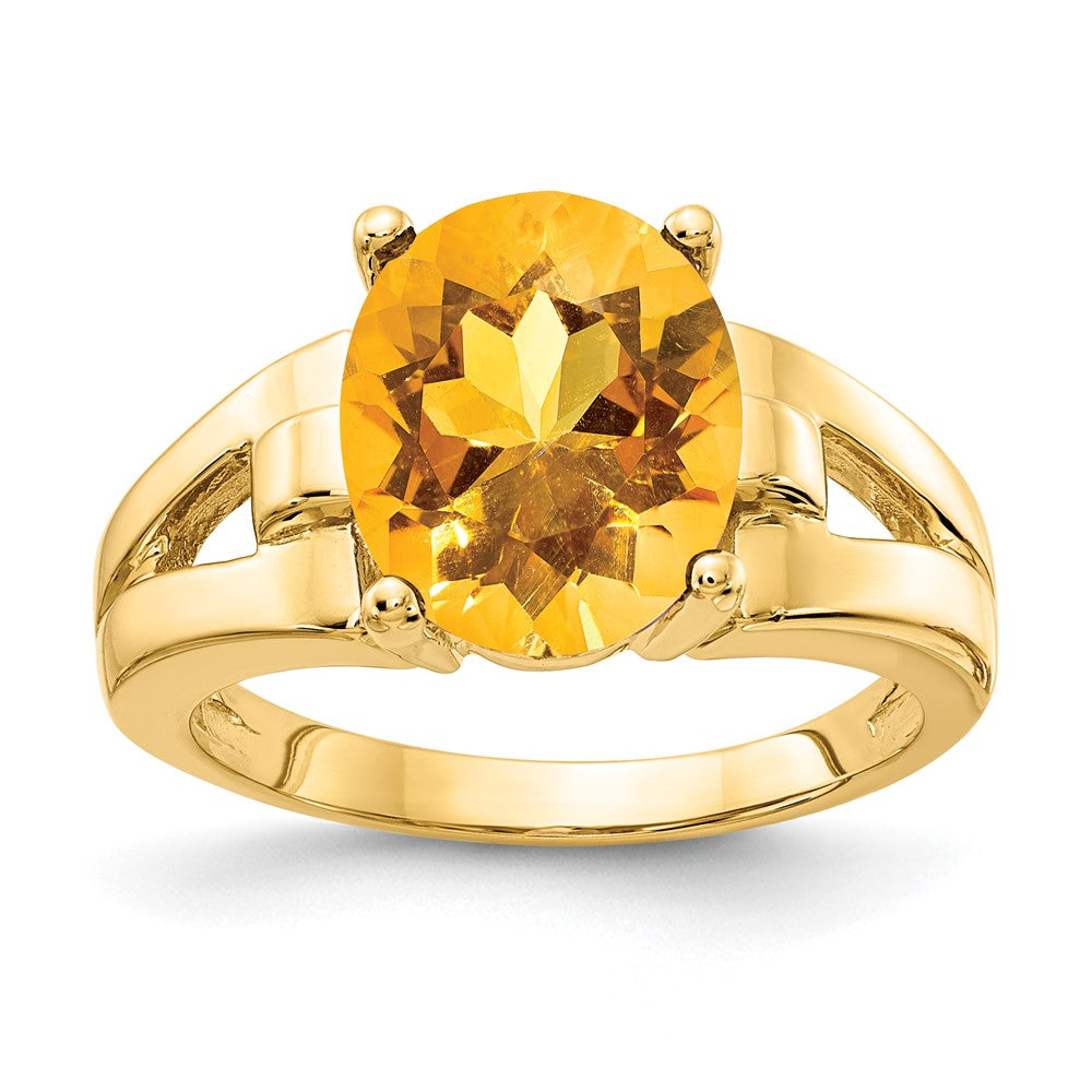 14K Gelbgold Ring mit ovalem Citrin, 11x9mm