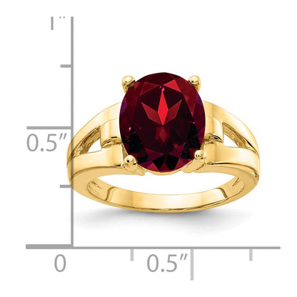 14K Gelbgold Ring mit ovalem Granat 11x9mm