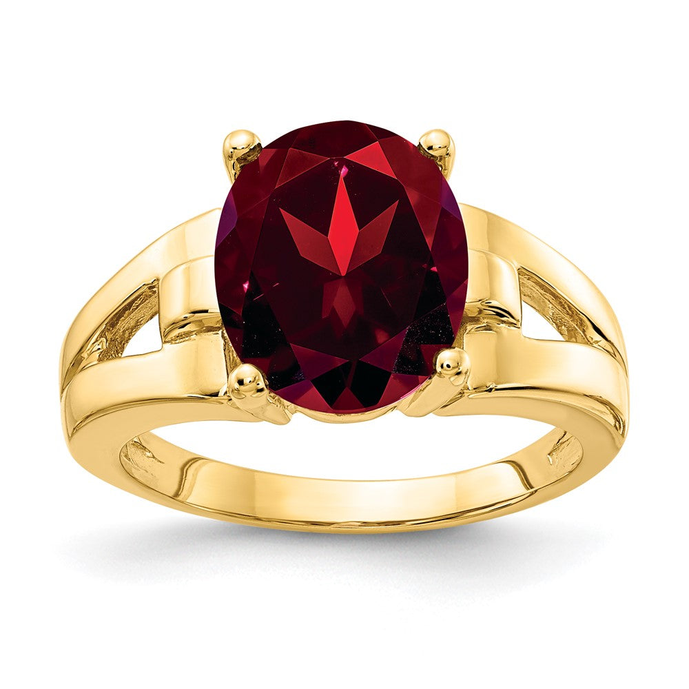 14K Gelbgold Ring mit ovalem Granat 11x9mm