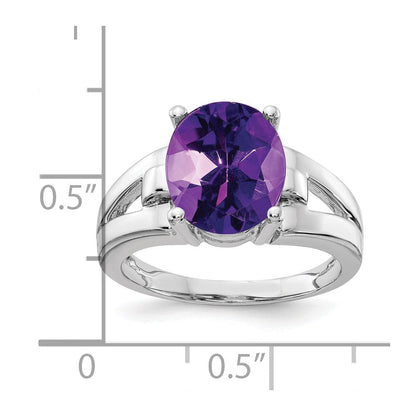 14K Weißgold Ring mit ovalem Amethyst 11x9 mm