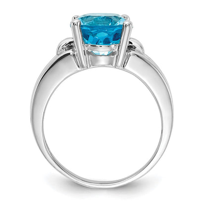 14K Weißgold Ring mit ovalem 11x9 mm Blautopas
