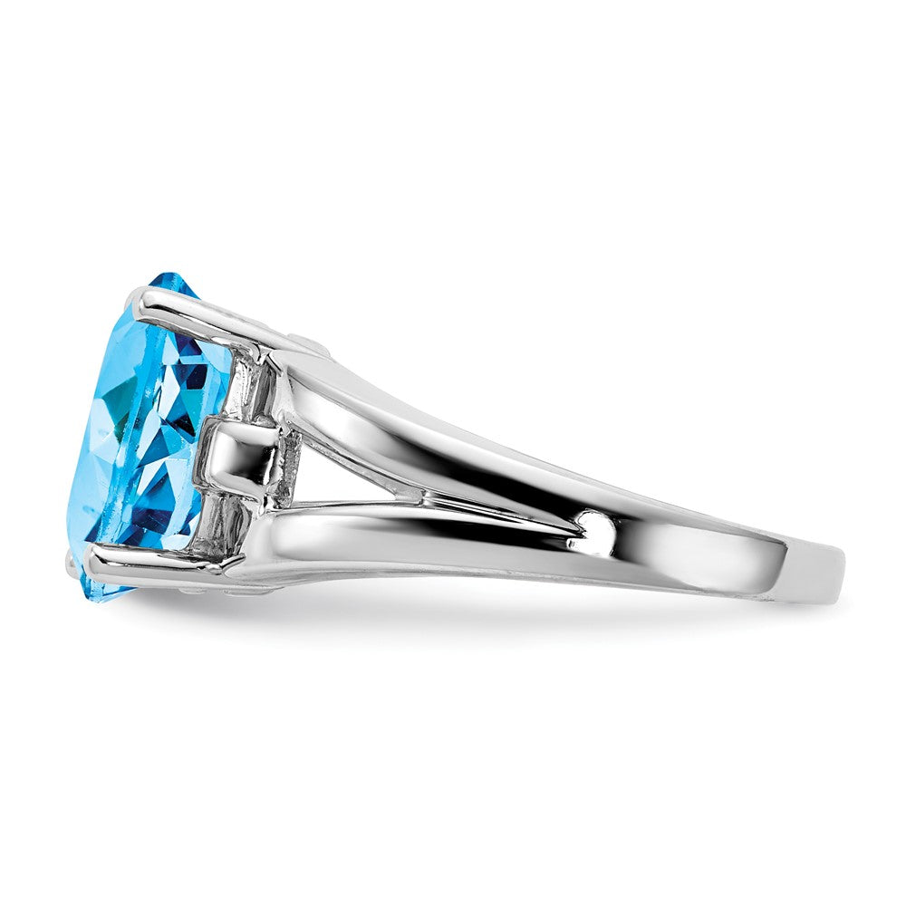 14K Weißgold Ring mit ovalem 11x9 mm Blautopas