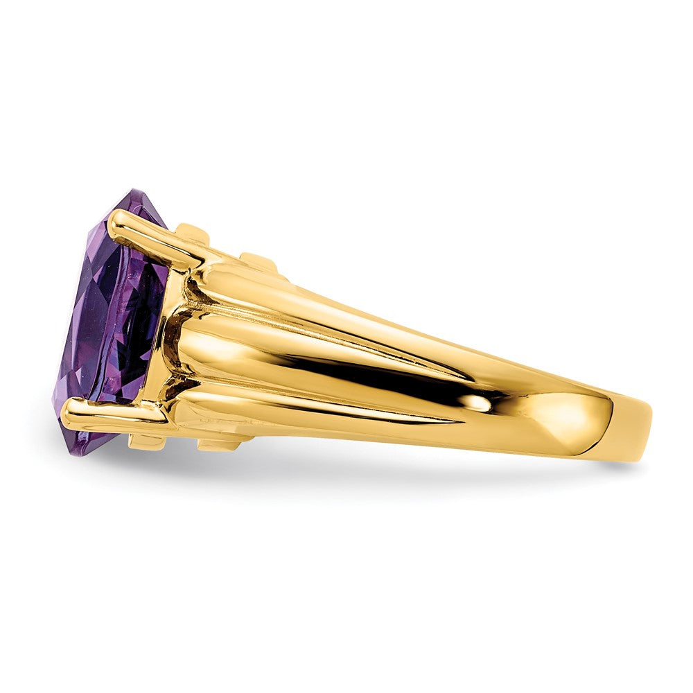 14K Gelbgold Ring mit ovalem Amethyst 12x10 mm