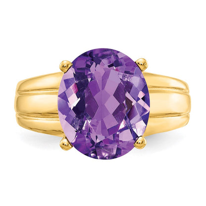 14K Gelbgold Ring mit ovalem Amethyst 12x10 mm