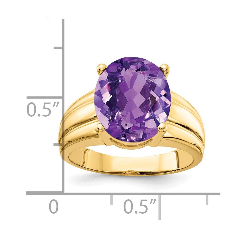 14K Gelbgold Ring mit ovalem Amethyst 12x10 mm