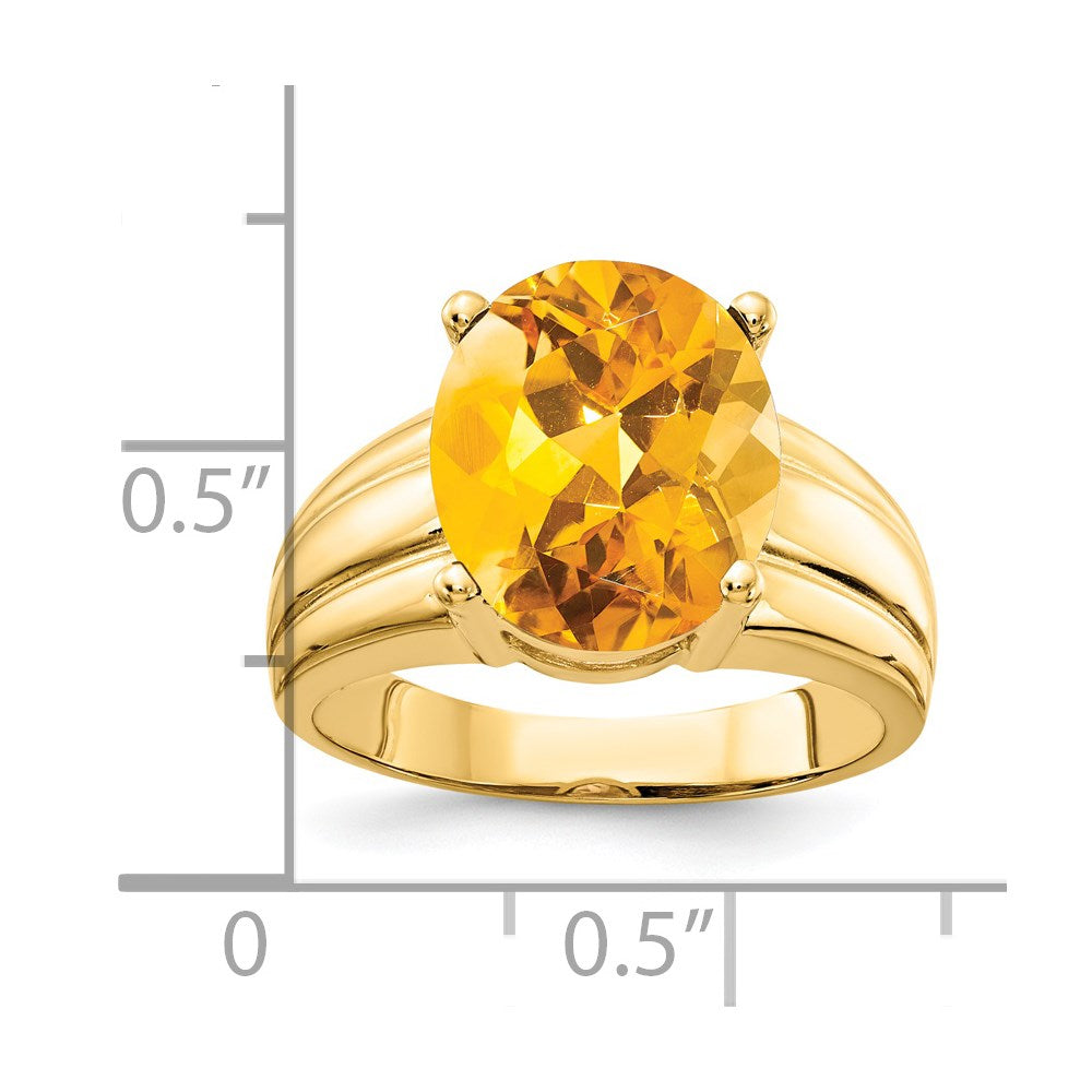 14K Gelbgold Ring mit ovalem Citrin 12x10 mm