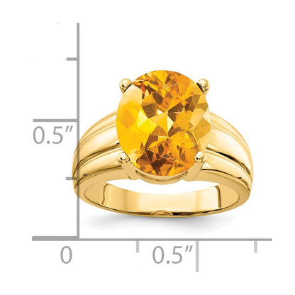 14K Gelbgold Ring mit ovalem Citrin 12x10 mm