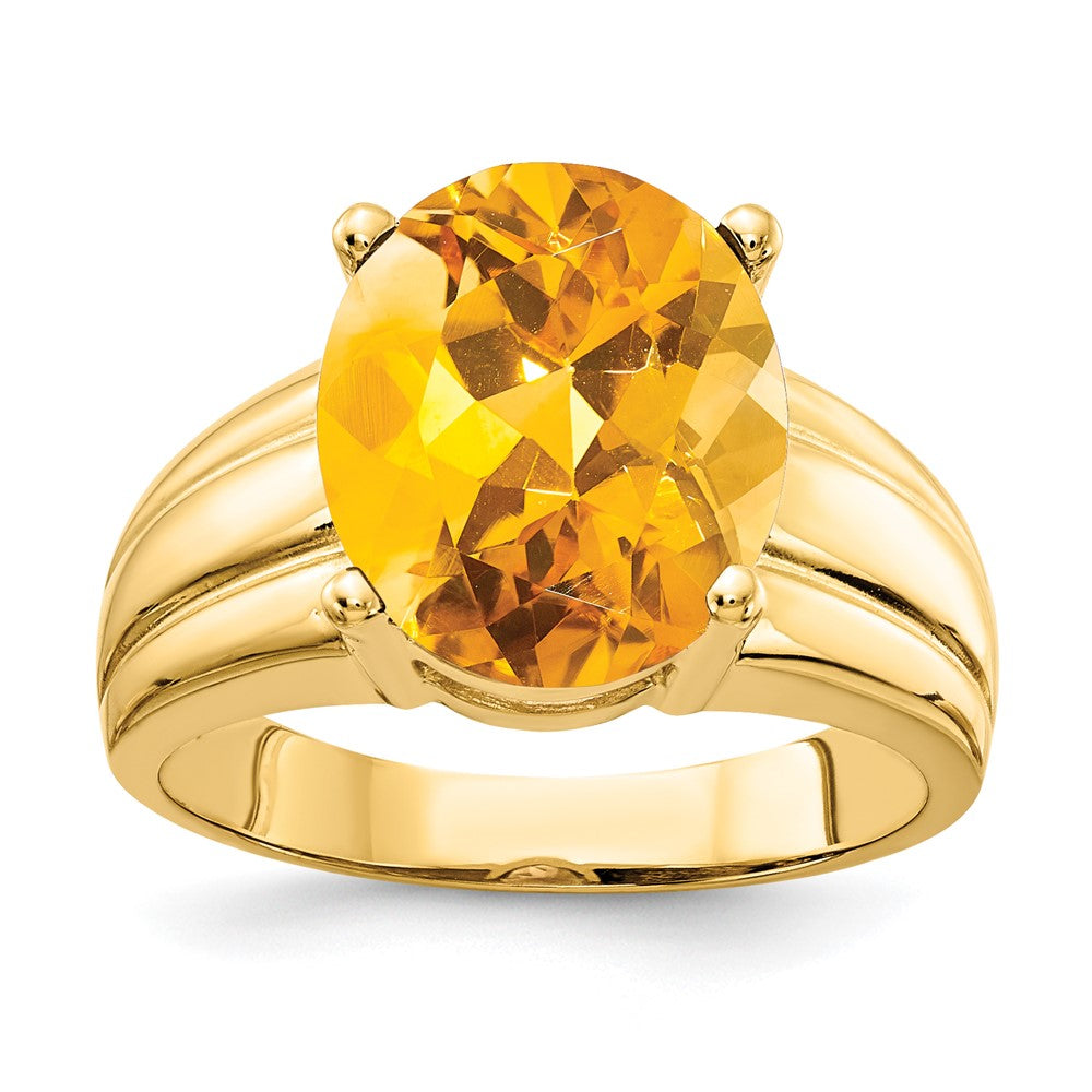 14K Gelbgold Ring mit ovalem Citrin 12x10 mm