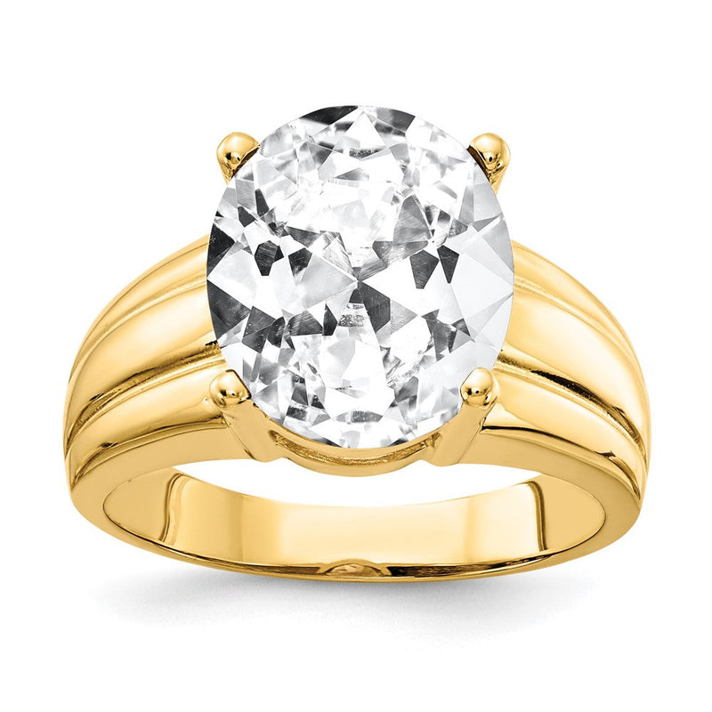 14K Gelbgold Ring mit ovalem Zirkonia, 12 x 10 mm