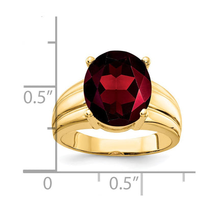14K Gelbgold Ring mit ovalem Granat, 12x10mm