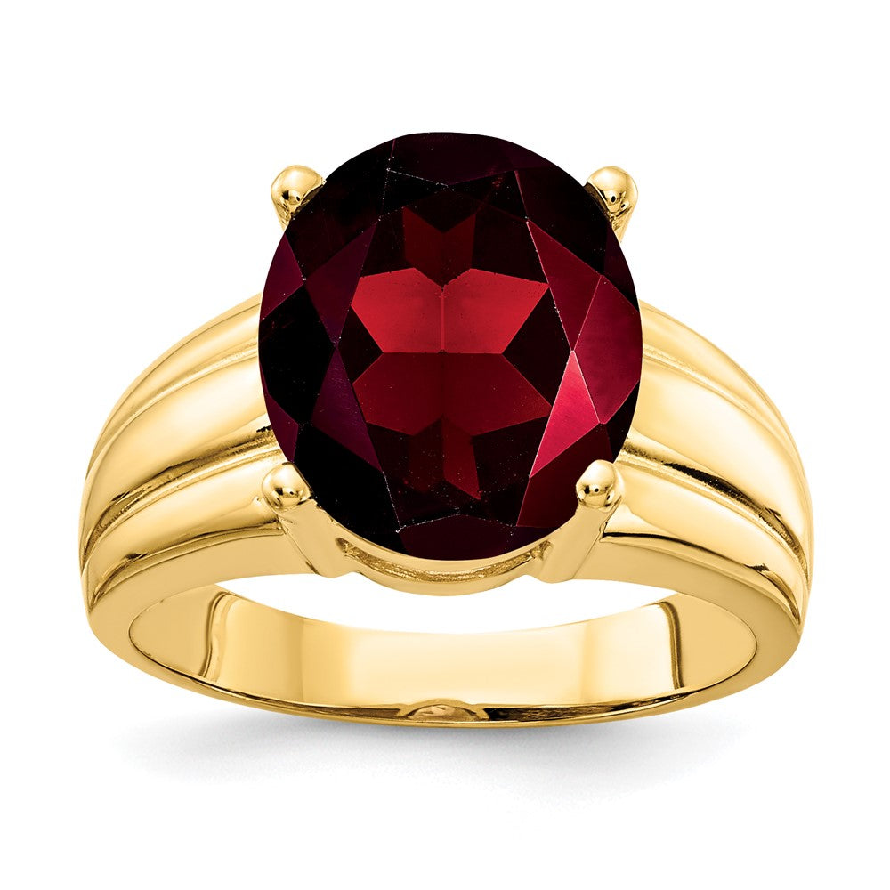 14K Gelbgold Ring mit ovalem Granat, 12x10mm