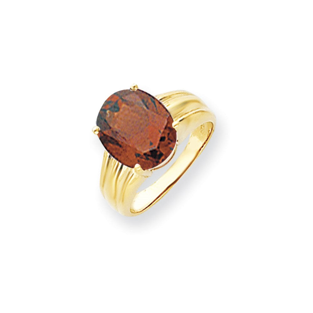 14K Gelbgold Ring mit ovalem Granat im Schachbrettschliff, 12 x 10 mm