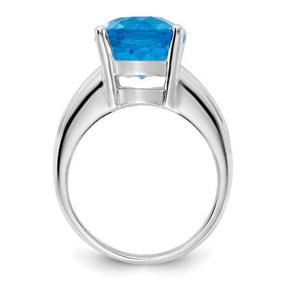 14K Weißgold Ring mit ovalem blauem Topas 12 x 10 mm