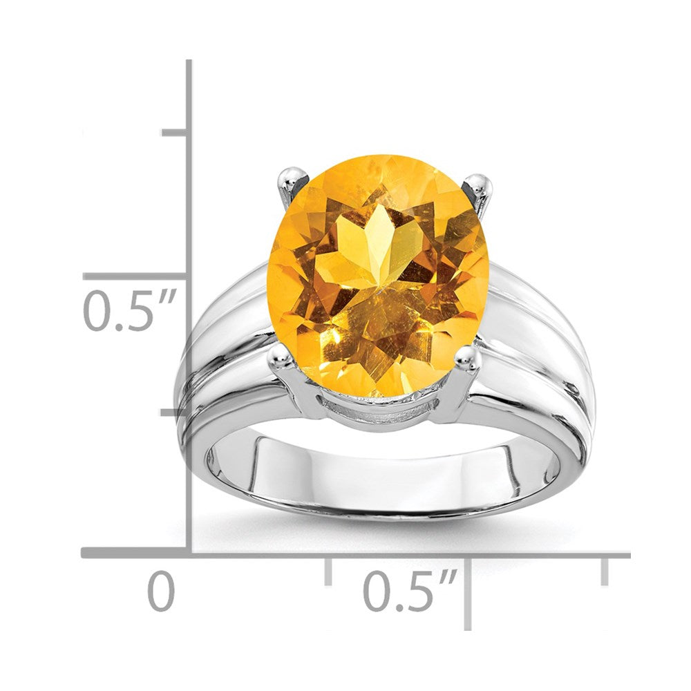 14K Weißgold Ring mit ovalem Citrin 12x10mm