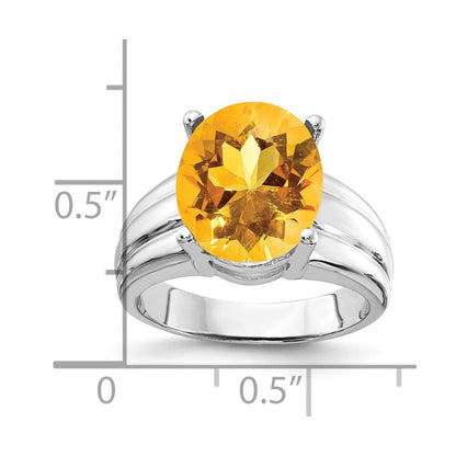 14K Weißgold Ring mit ovalem Citrin 12x10mm