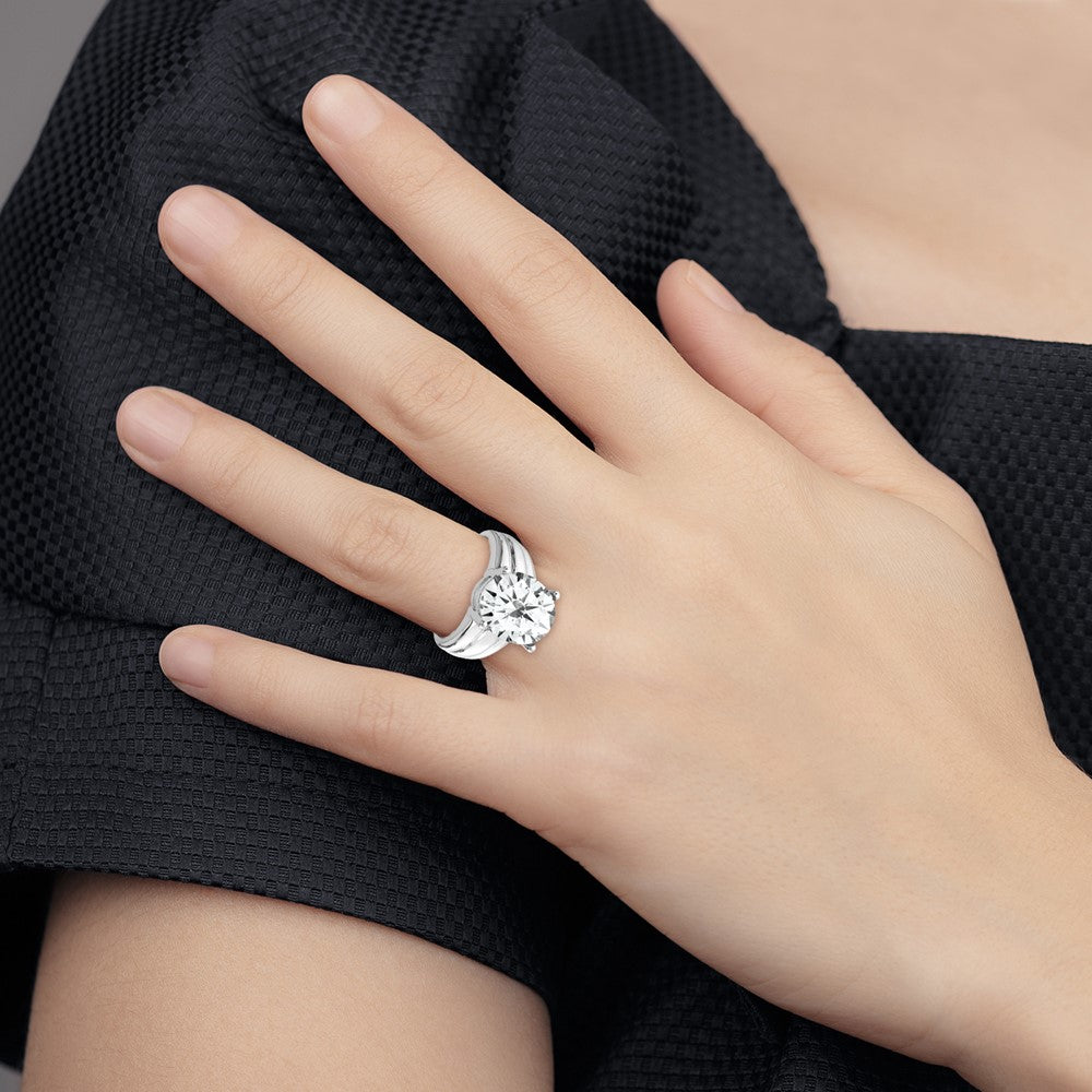 14K Weißgold Ring mit ovalem Zirkonia, 12 x 10 mm