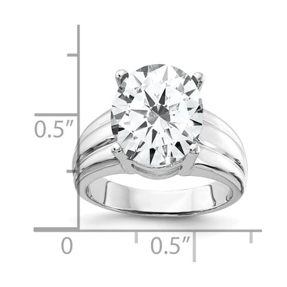 14K Weißgold Ring mit ovalem Zirkonia, 12 x 10 mm