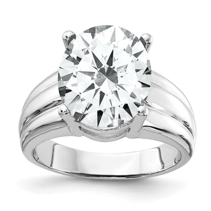 14K Weißgold Ring mit ovalem Zirkonia, 12 x 10 mm