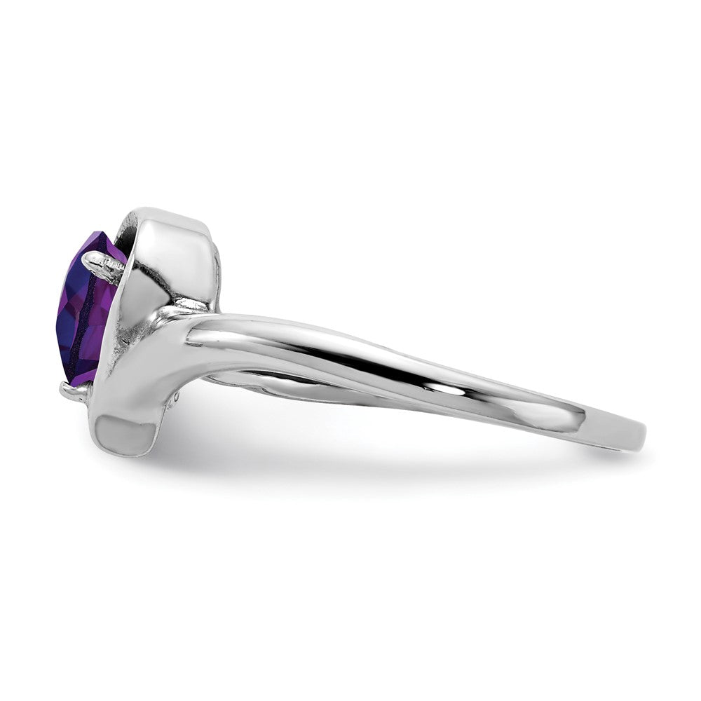 14K Weißgold 6x4mm Tropfen Amethyst Karo A Echt Diamant Ring