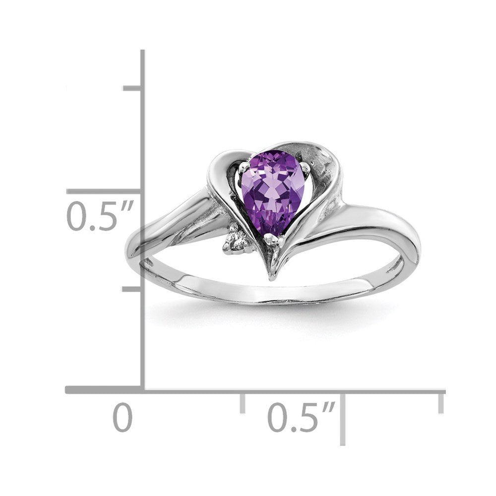 14K Weißgold 6x4mm Tropfen Amethyst Vs Diamant Ring