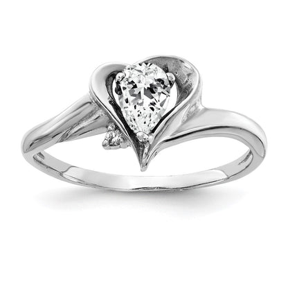 14K Weißgold 6x4mm Tropfen Zirkonia Vs Diamant Ring