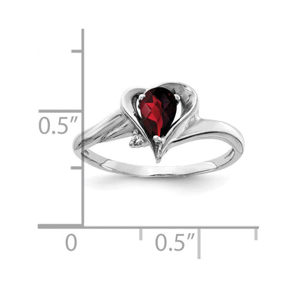 14K Weißgold 6x4mm Tropfen Granat Karo Aaa Diamant Ring