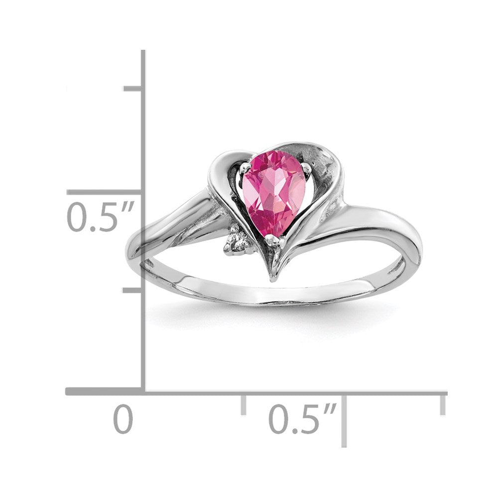 14K Weißgold 6x4mm Tropfen Rosa Turmalin Aa Diamant Ring