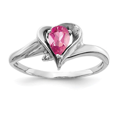 14K Weißgold 6x4mm Tropfen Rosa Turmalin Vs Diamant Ring