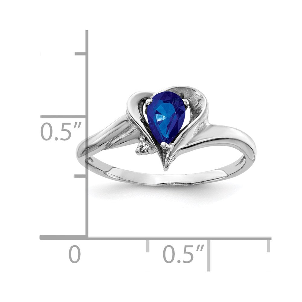 14K Weißgold 6x4mm Tropfen Saphir Aaa Diamant Ring