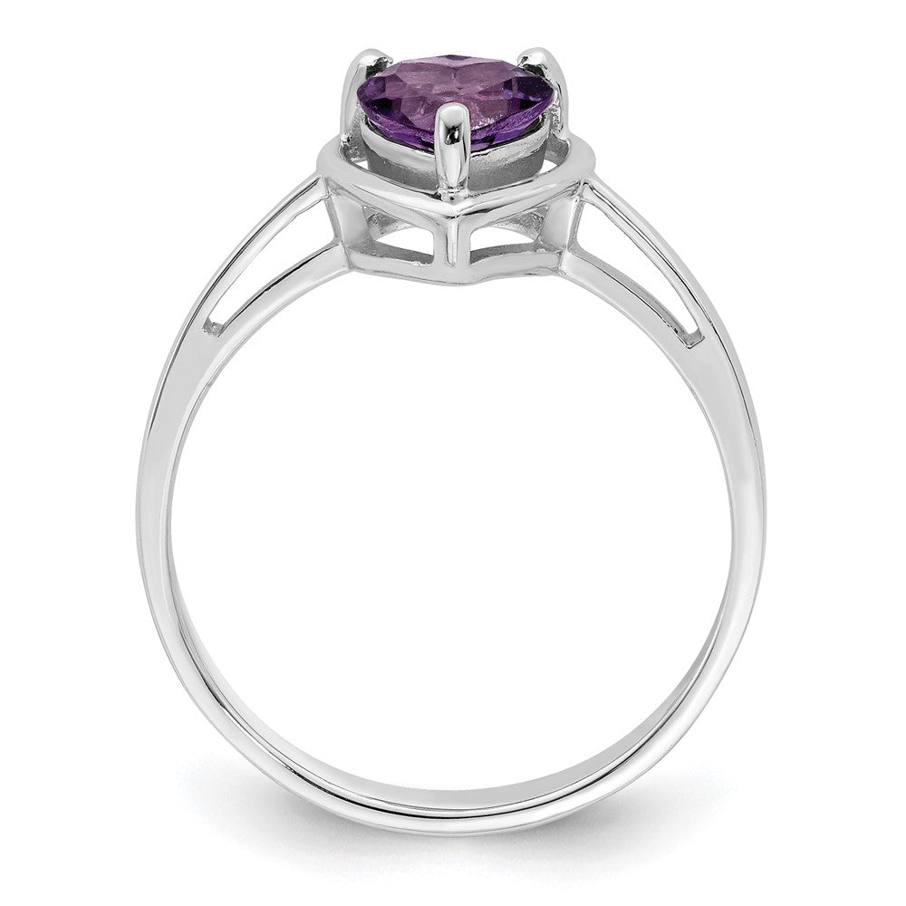14K Weißgold Ring mit Herz-Amethyst, 6 mm