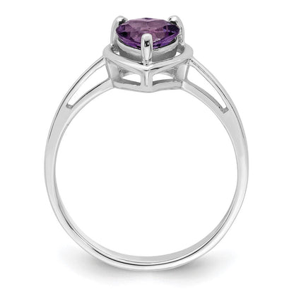 14K Weißgold Ring mit Herz-Amethyst, 6 mm