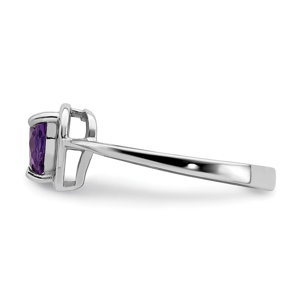 14K Weißgold Ring mit Herz-Amethyst, 6 mm