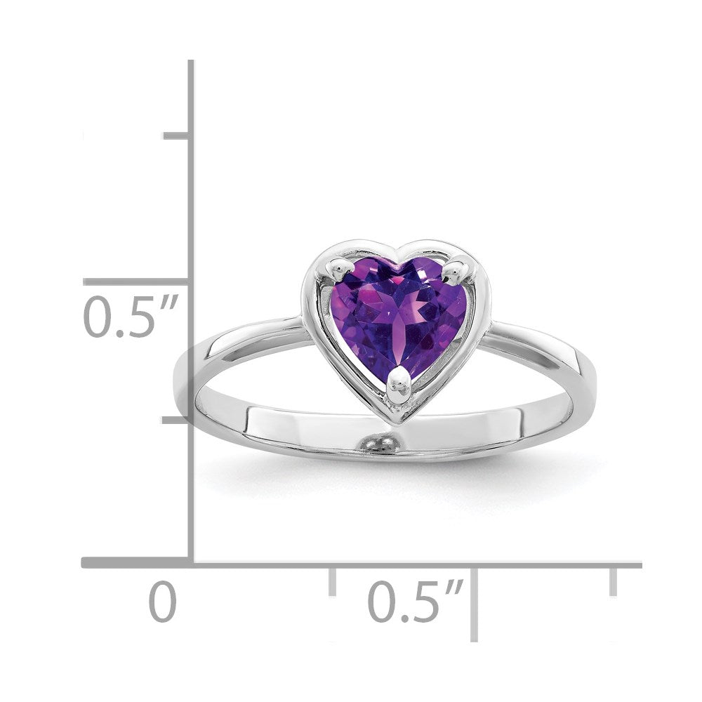 14K Weißgold Ring mit Herz-Amethyst, 6 mm