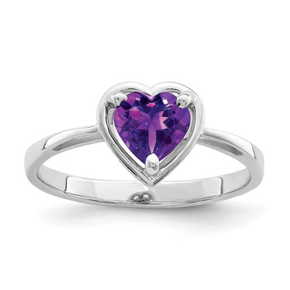 14K Weißgold Ring mit Herz-Amethyst, 6 mm