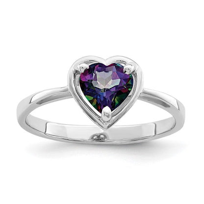14K Weißgold Ring mit Mystic-Fire-Topas